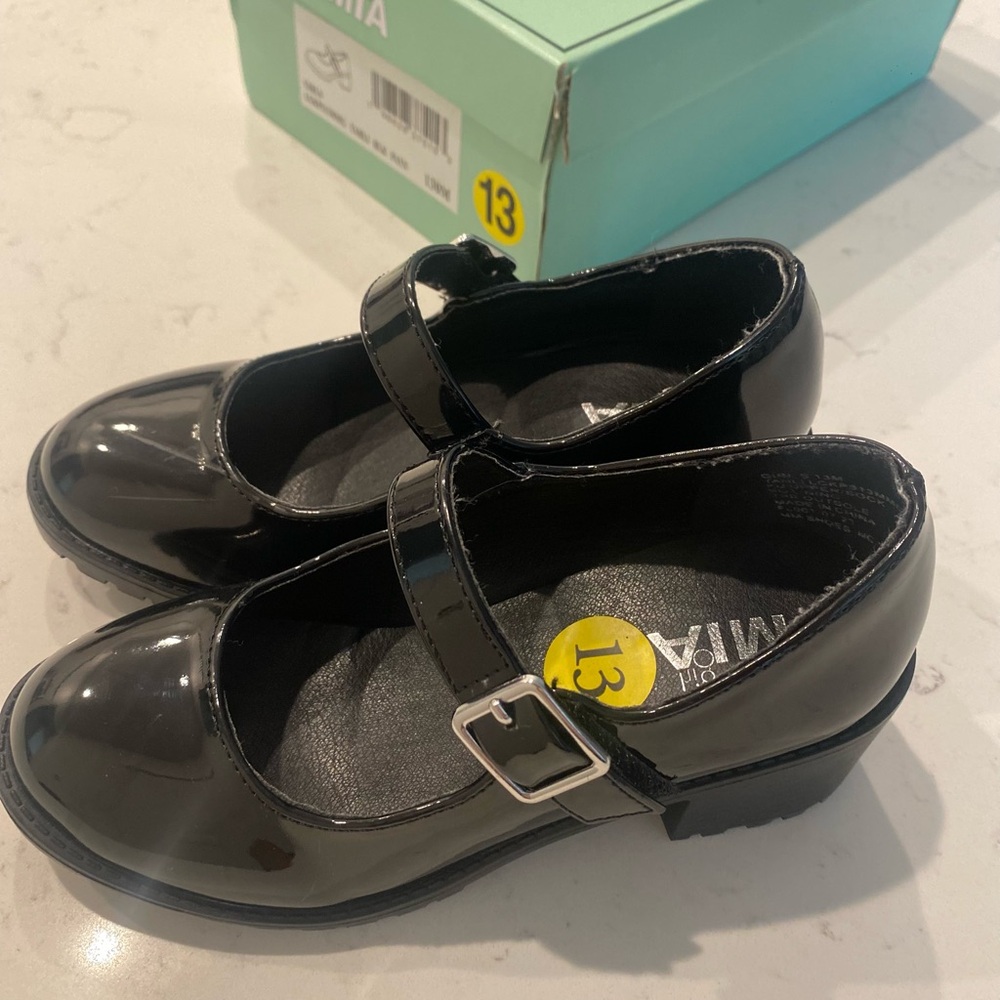 MIA Shiny Black Kids Mary Jane Shoes